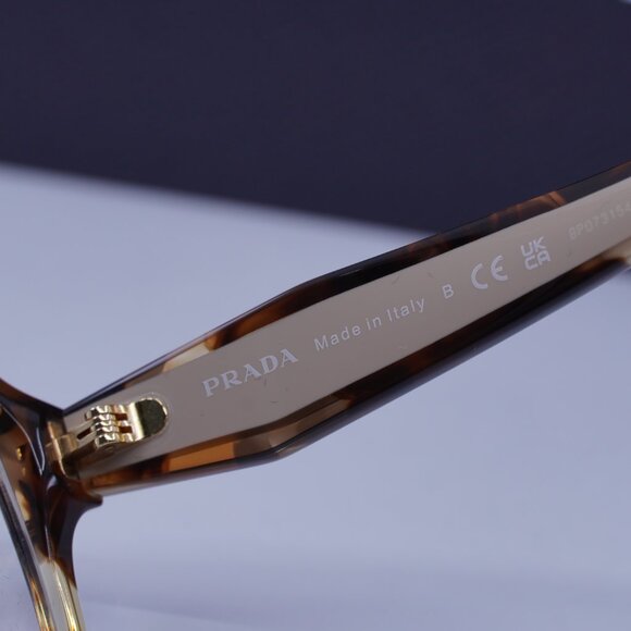 Prada PRB07VD 07R1O1 Square Eyeglasses - Havana Caramel 56mm - Picture 7 of 8